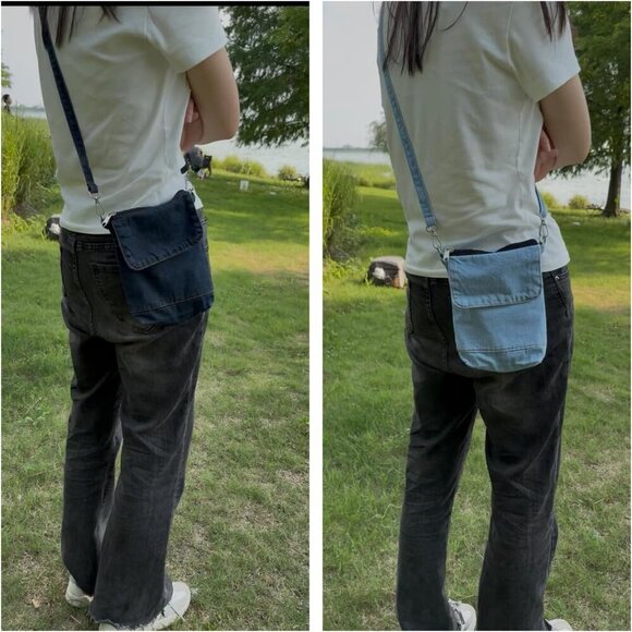 Small Denim Purses 2 Pcs Women Adjustable Crossbody Bags Blue Jean - Picture 5 of 5